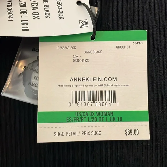 Anne Klein OX Classic Black Women's Top NWT - Picture 7 of 7